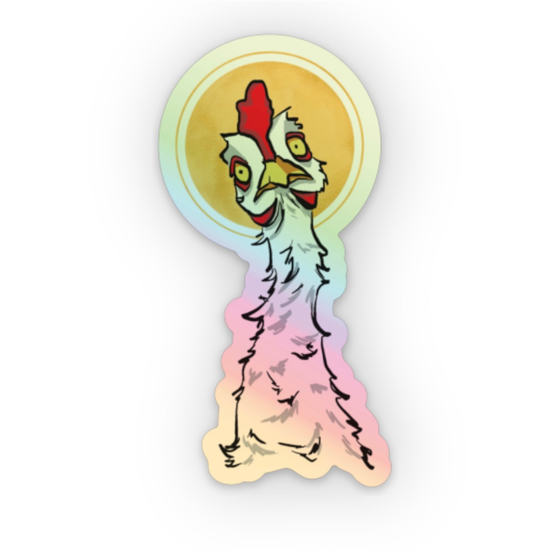Holographic saint chicken sticker