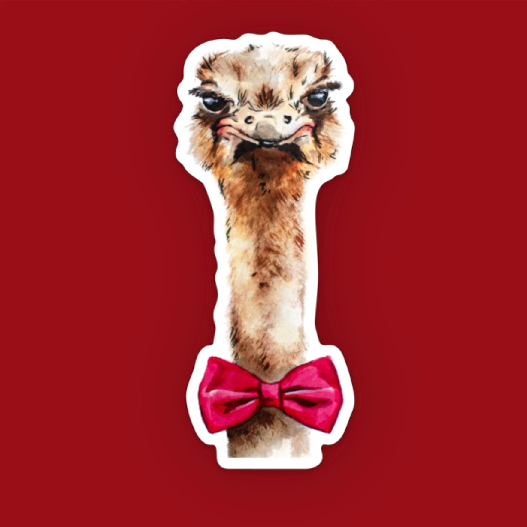 Ostrich with a bow tie sticker