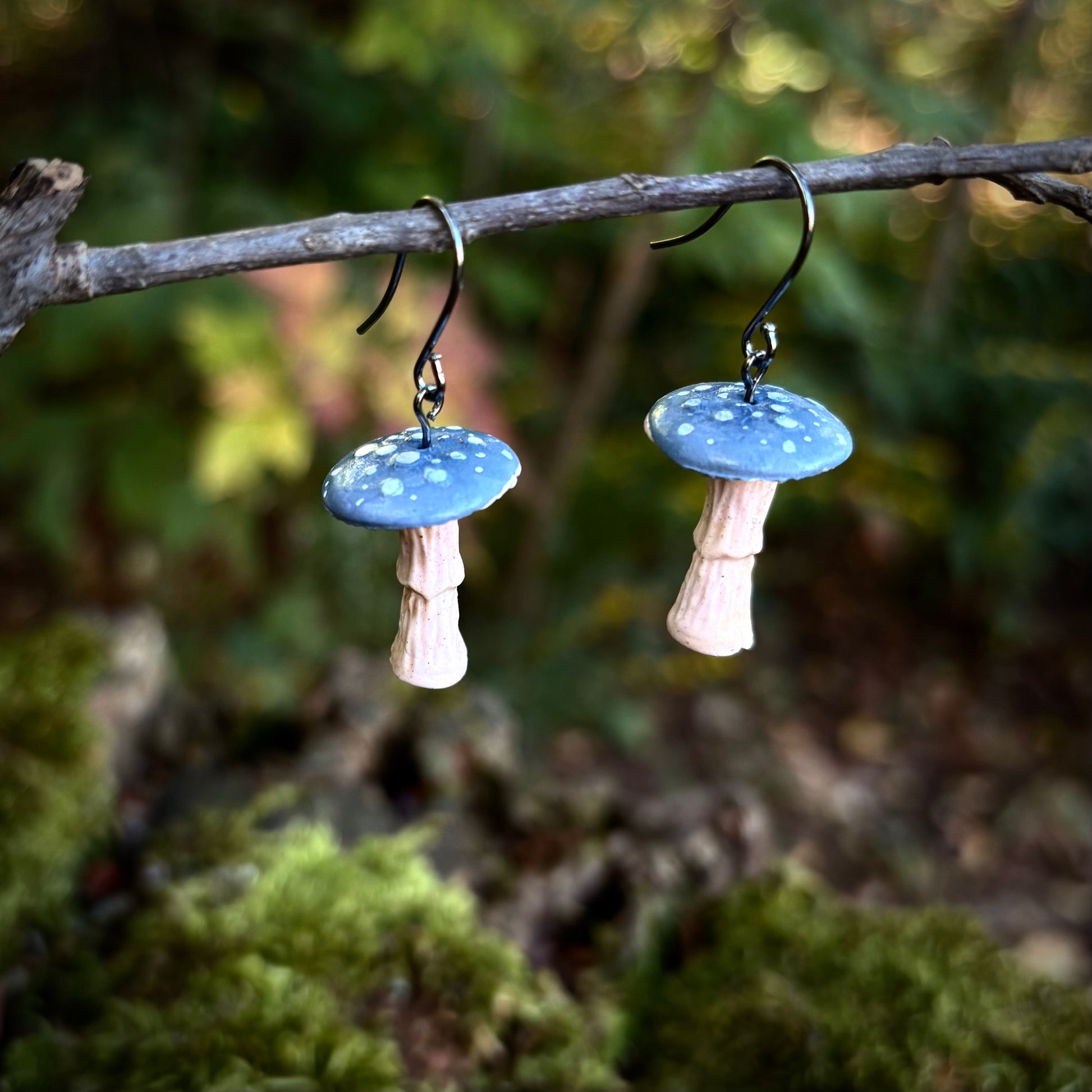 Toadstool Blue Drop Earrings