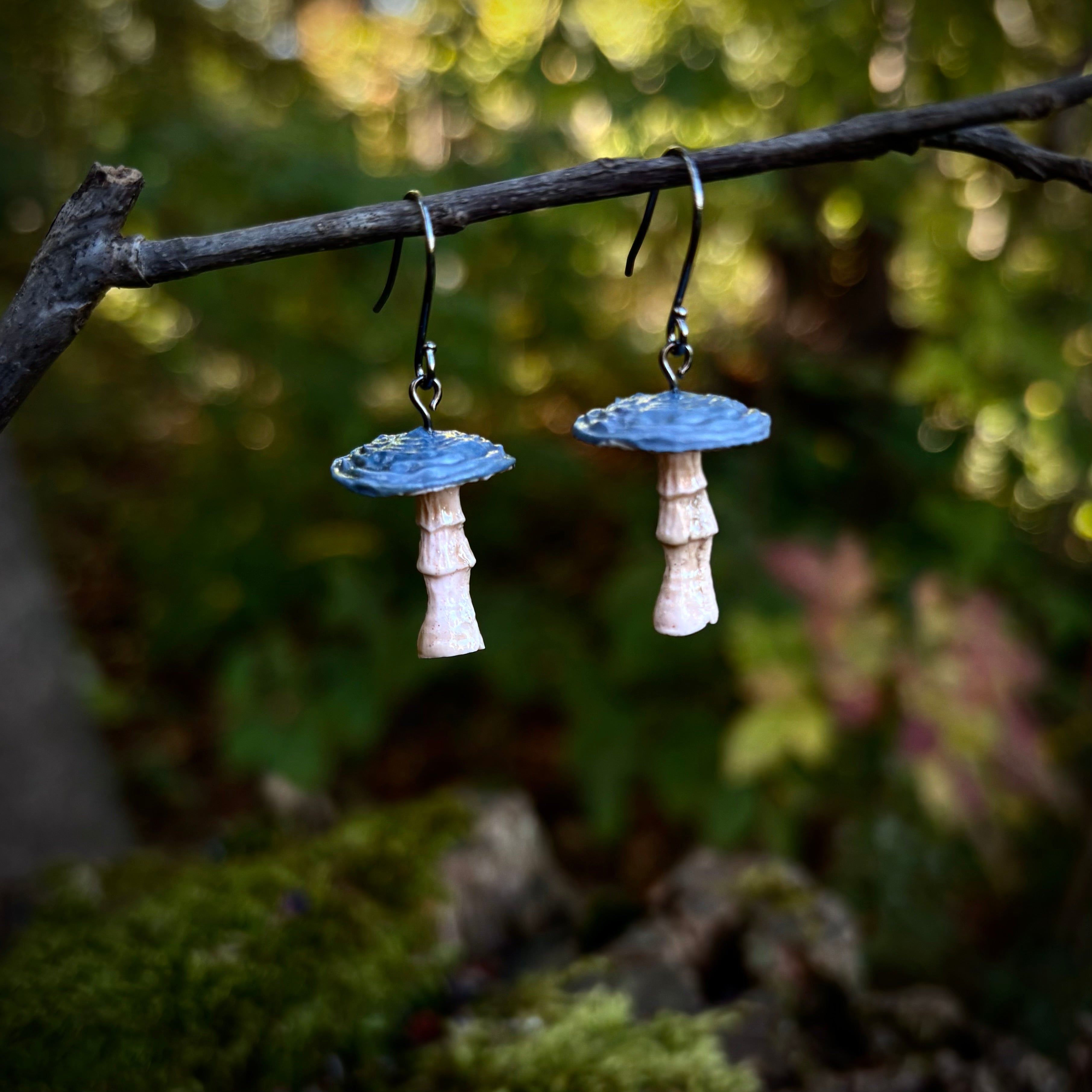 Toadstool Blue Drop Earrings