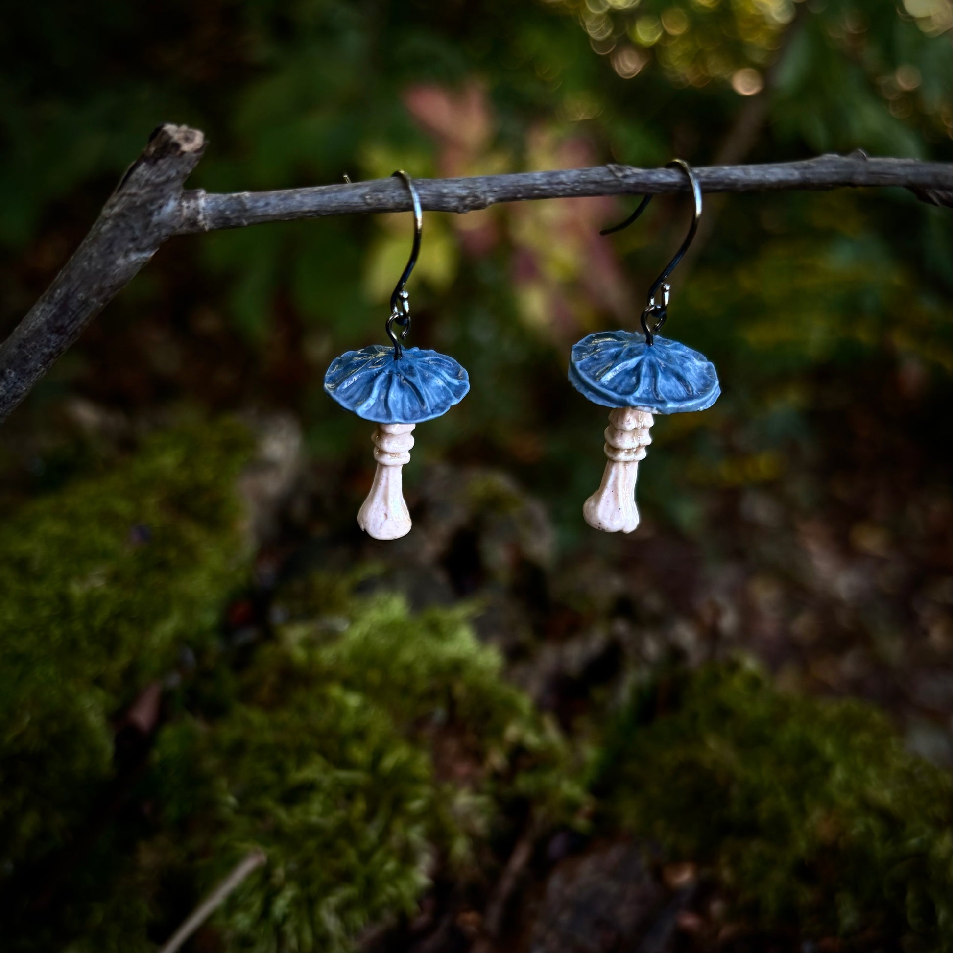 Toadstool Blue Drop Earrings