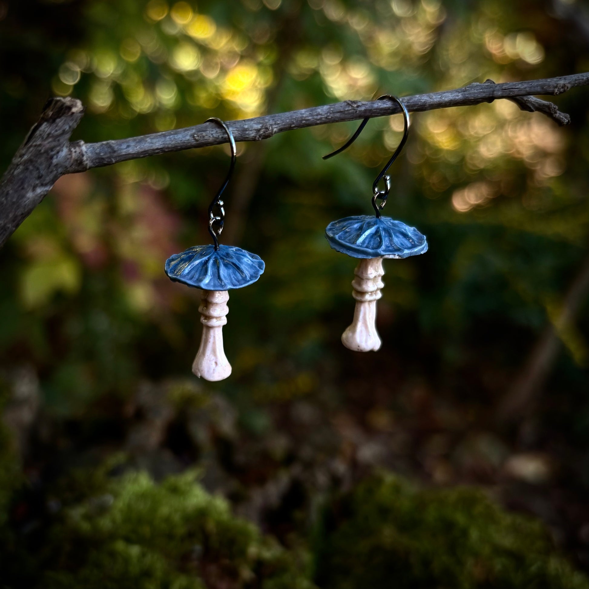 Toadstool Blue Drop Earrings