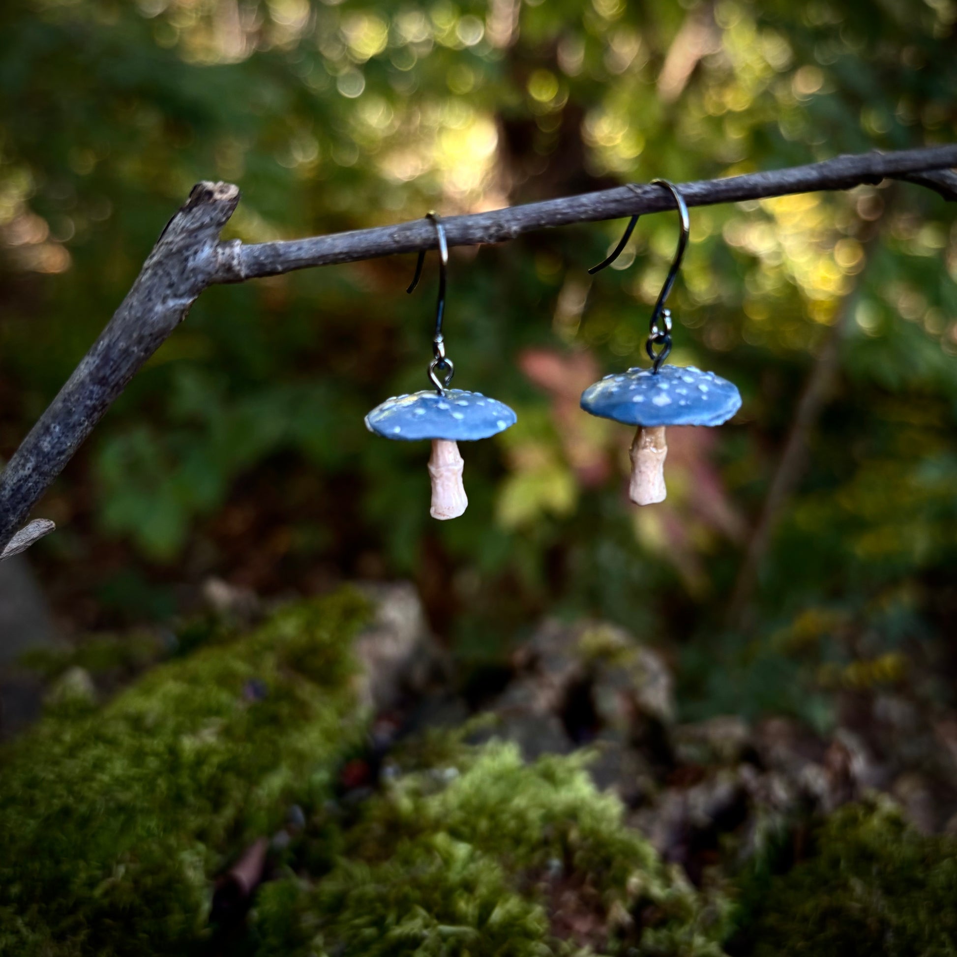 Toadstool Blue Drop Earrings