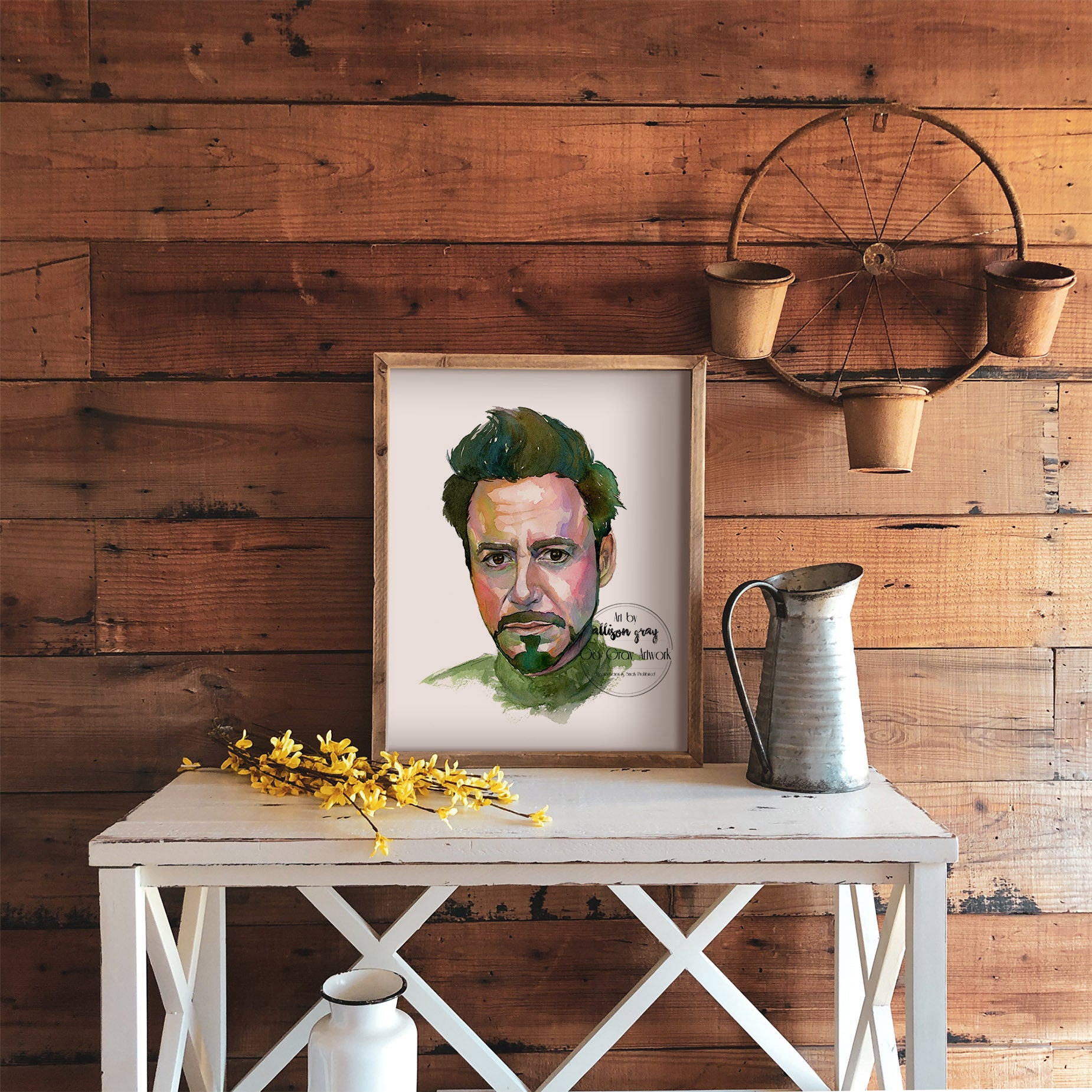Original watercolor painting of actor Robert Downey, Jr.