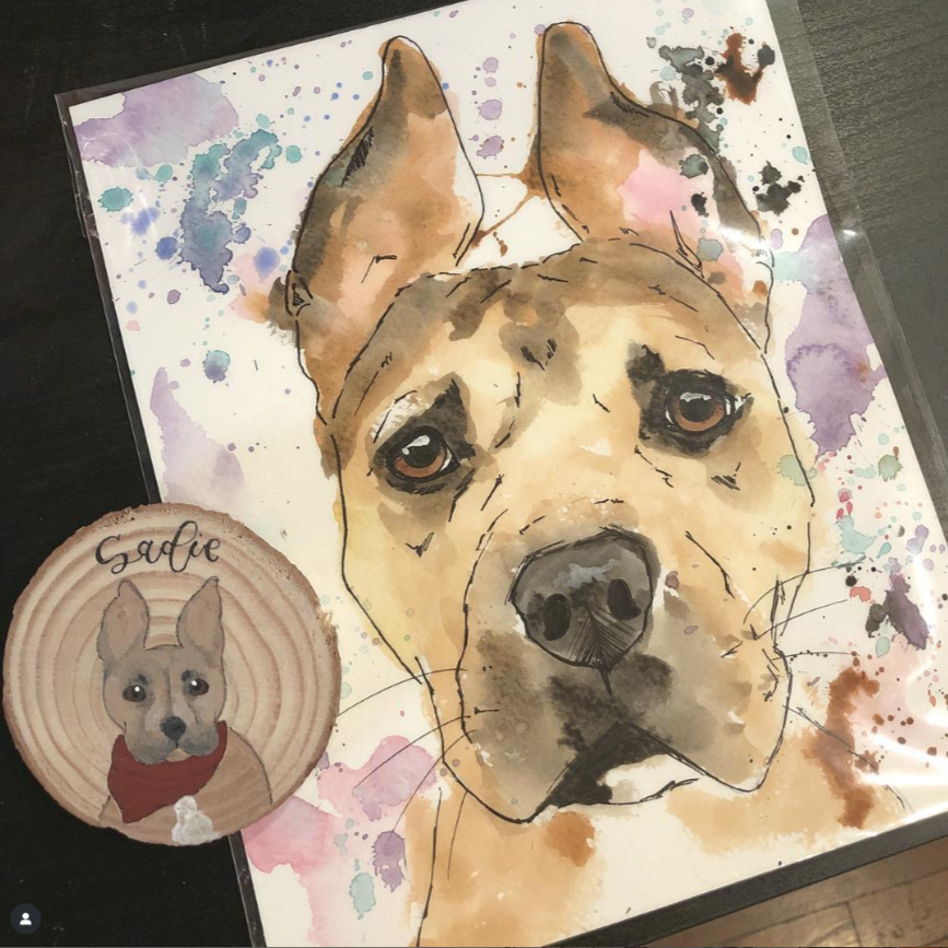 painting of a dog named Sadie