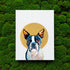 Canvas print of a Boston terrier with a gold halo circle