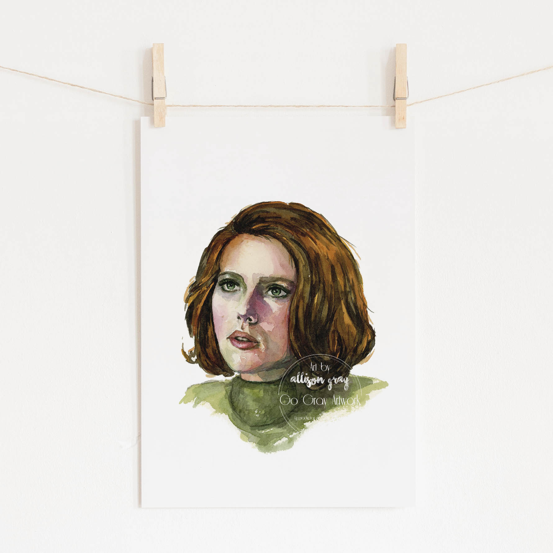 Original watercolor painting of actor Scarlett Johansson