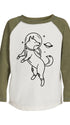 Children's baseball shirt with a space dog design on a white background