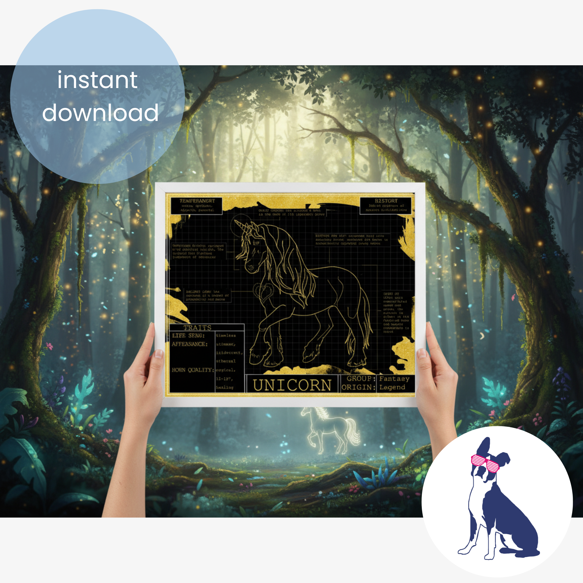Downloadable unicorn blueprint artwork