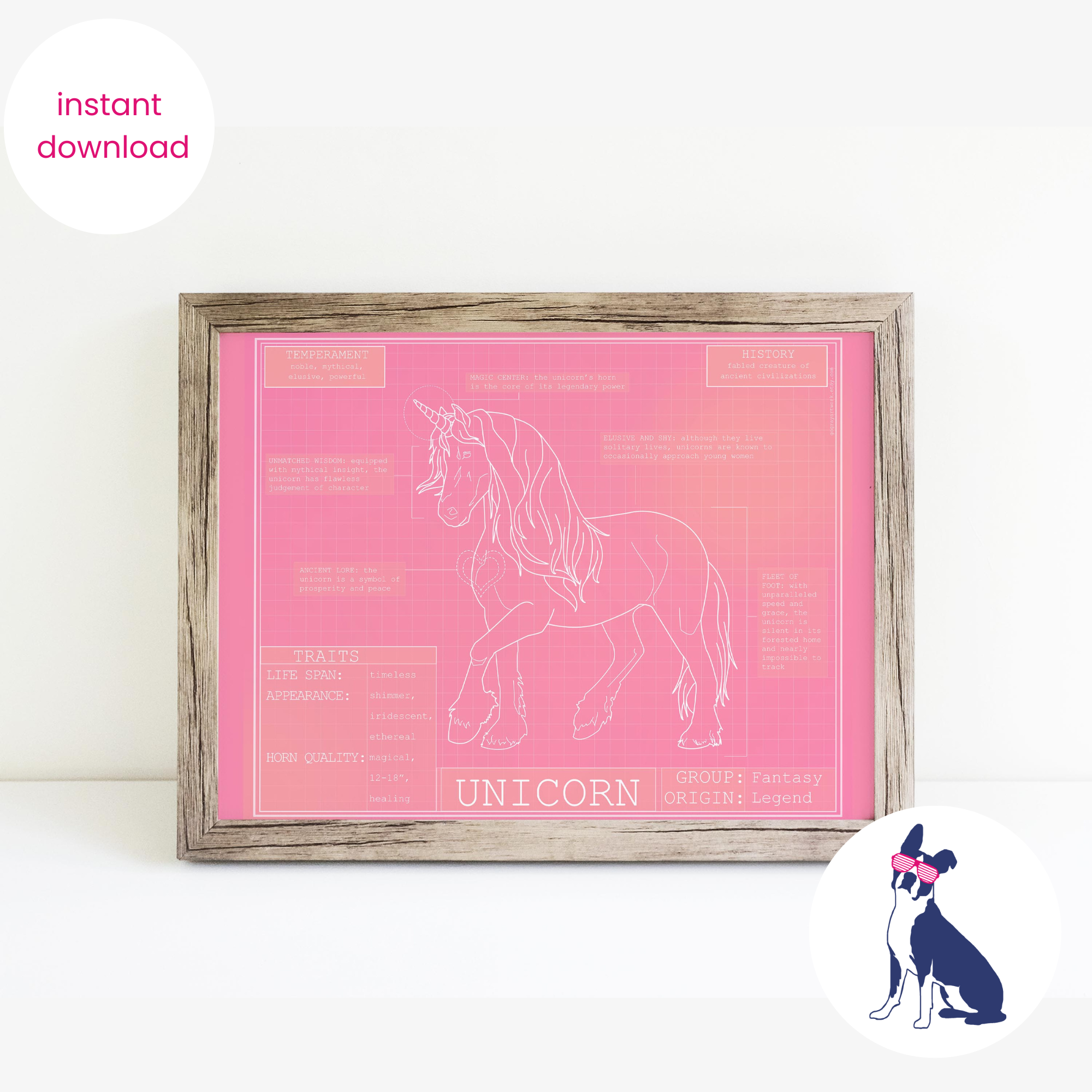 Downloadable unicorn blueprint artwork