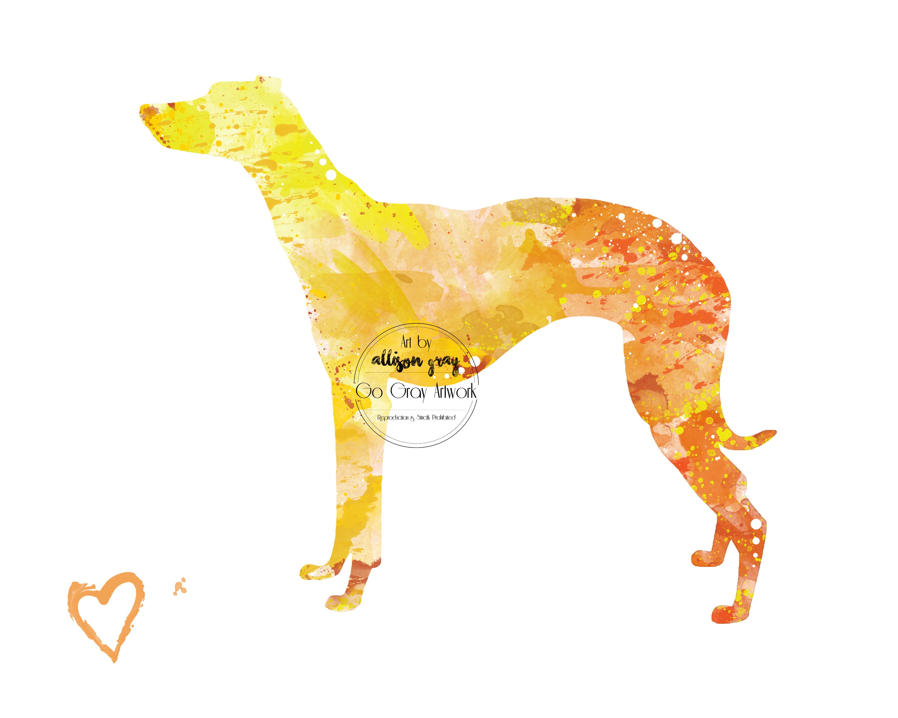 Colorful whippet greyhound silhouette art print